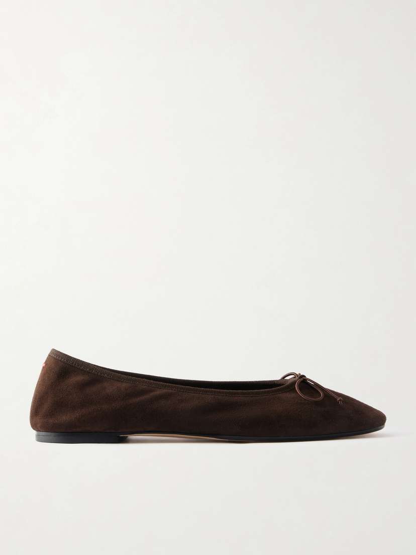 aeyde Tiby Bow-detailed Suede Ballet Flats
