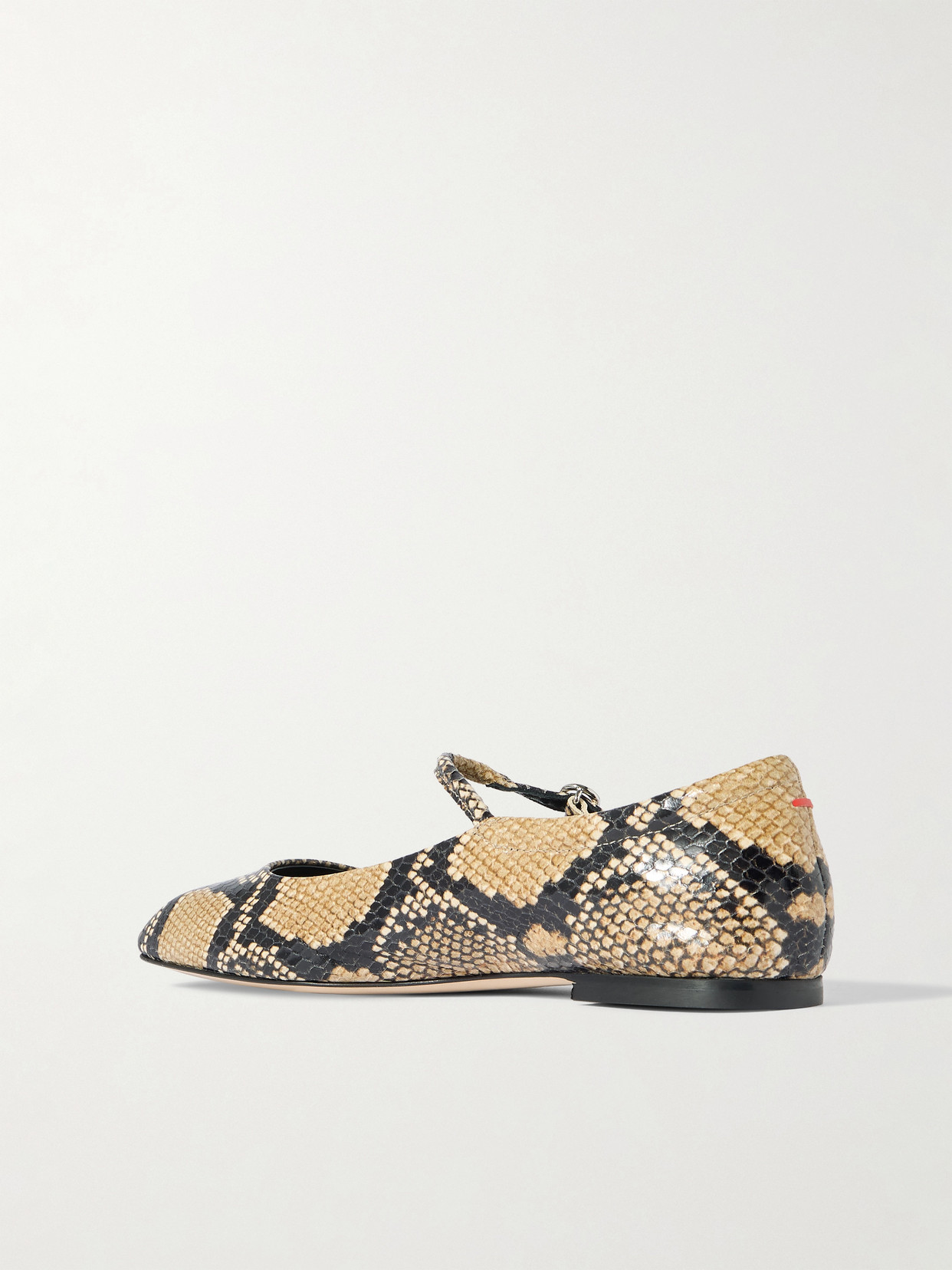 Uma Snake-Effect Leather Mary Jane Ballet Flats