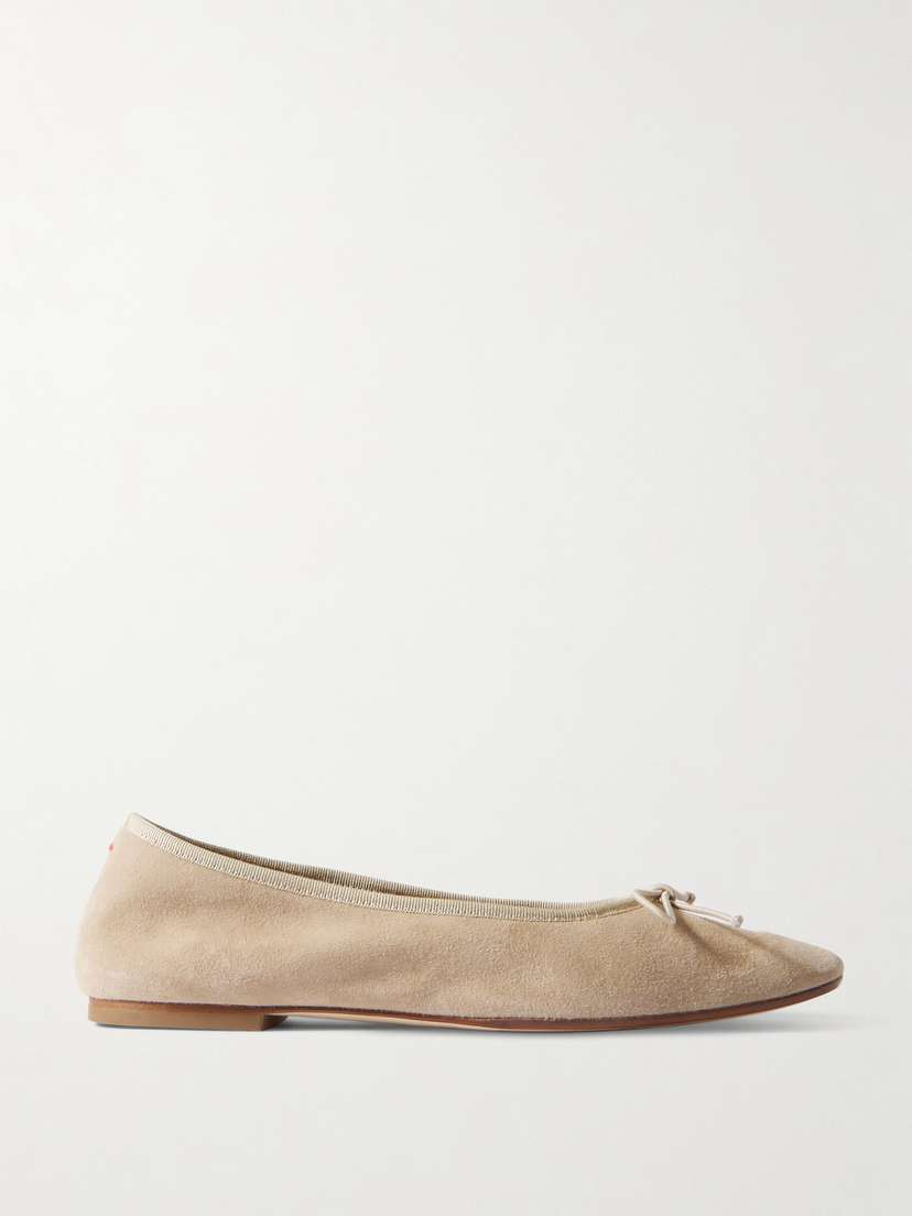 aeyde Tiby Bow-detailed Suede Ballet Flats