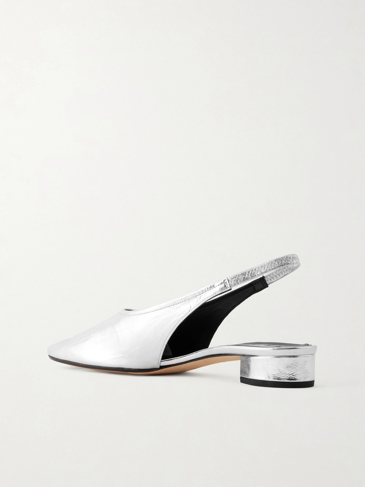 Dua Metallic Crinkled-Leather Slingback
