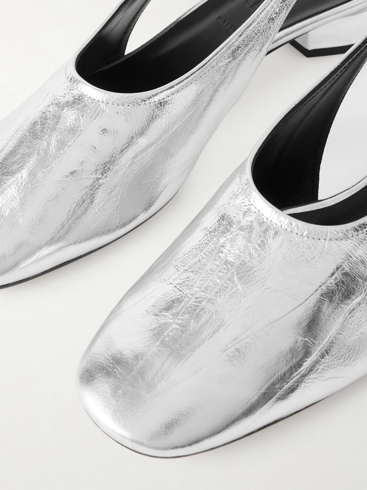 Dua Metallic Crinkled-Leather Slingback