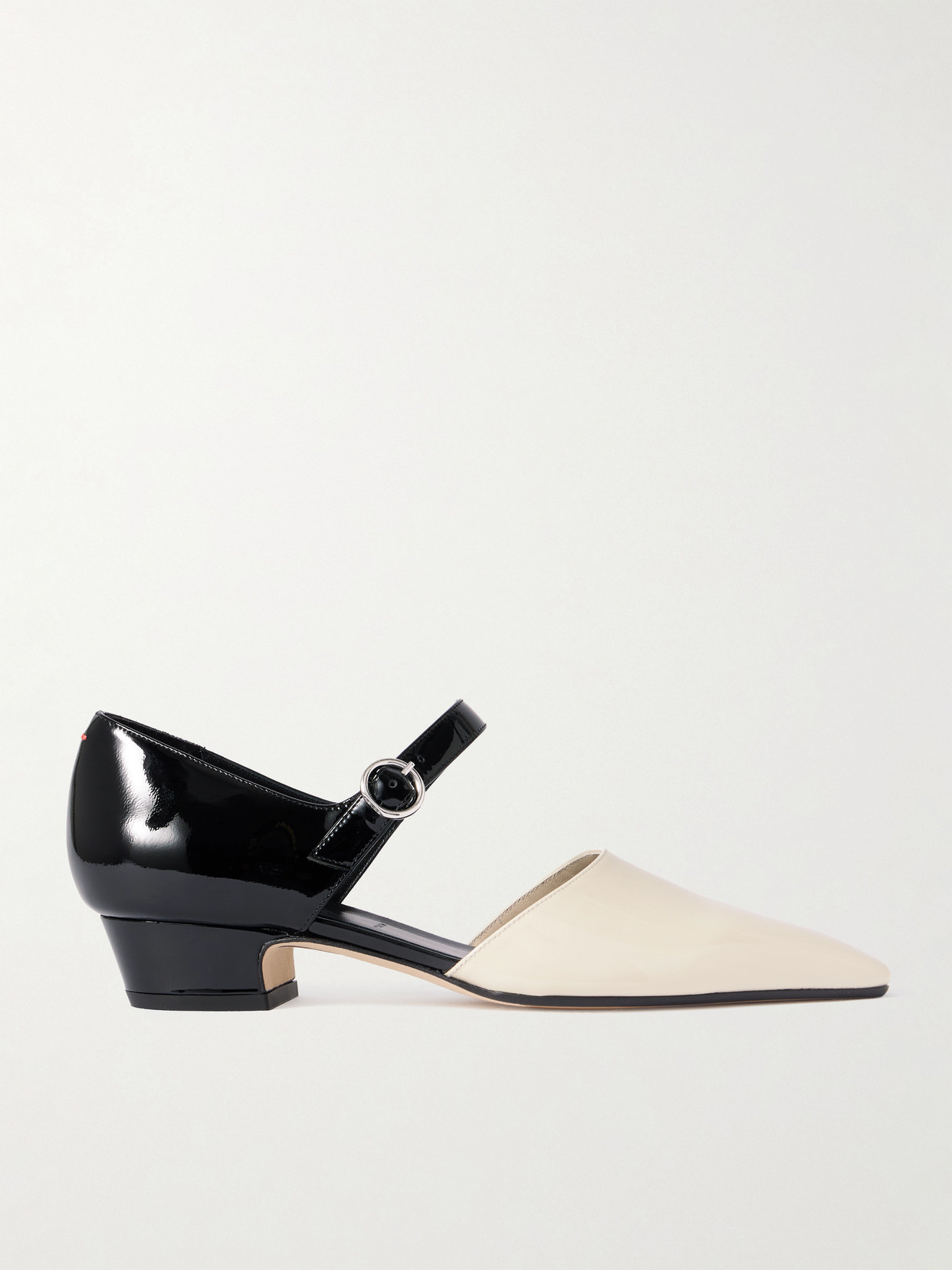 Aeyde Yara Two-tone Patent-leather Mary Jane Pumps In Black
