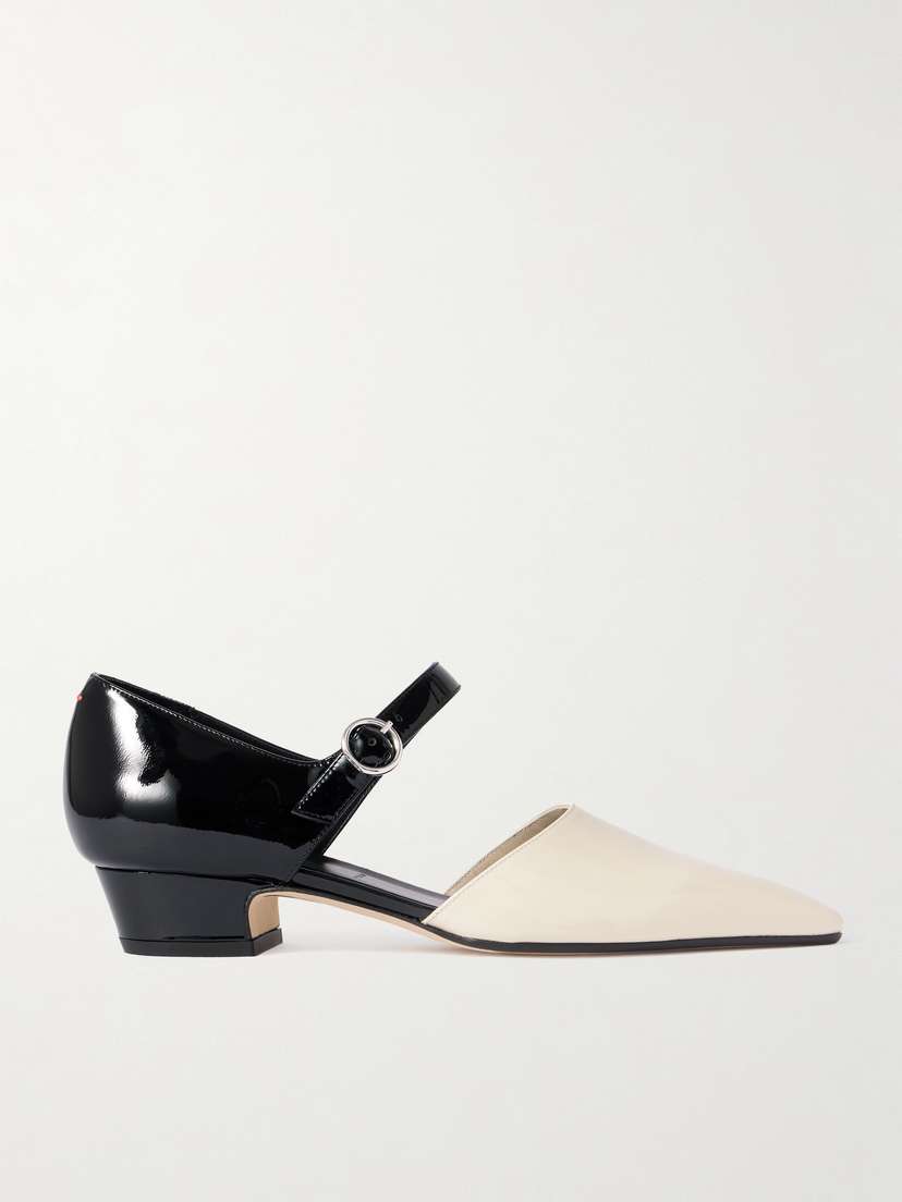 aeyde Yara Two-tone Patent-leather Mary Jane Pumps