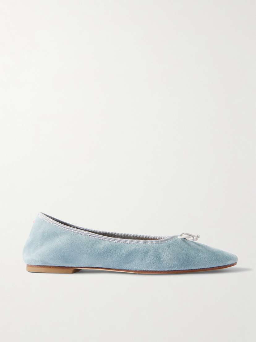 aeyde Tiby Bow-detailed Suede Ballet Flats