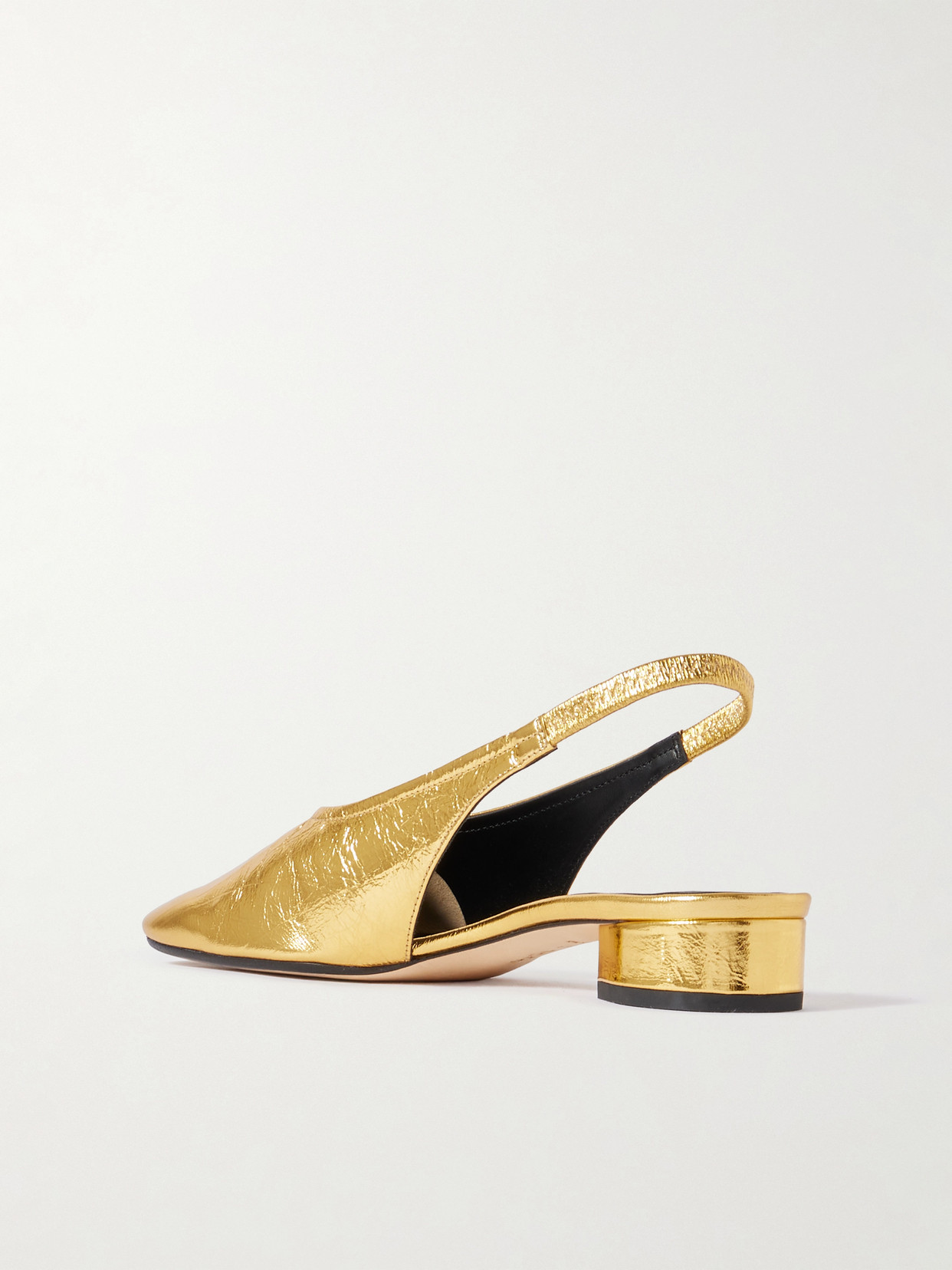 Dua Metallic Crinkled-Leather Slingback