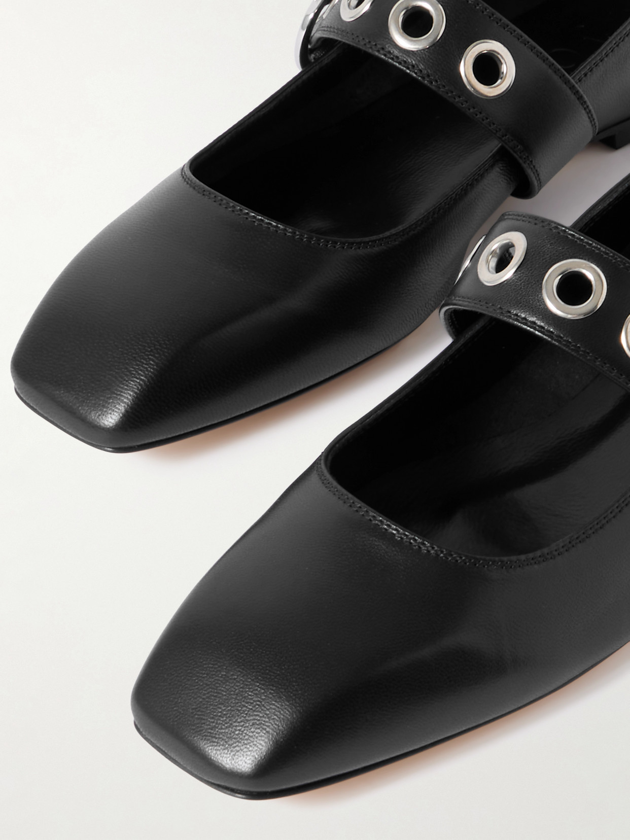 Aeyde Uma Eyelet-embellished Leather Mary Jane Ballet Flats In Black