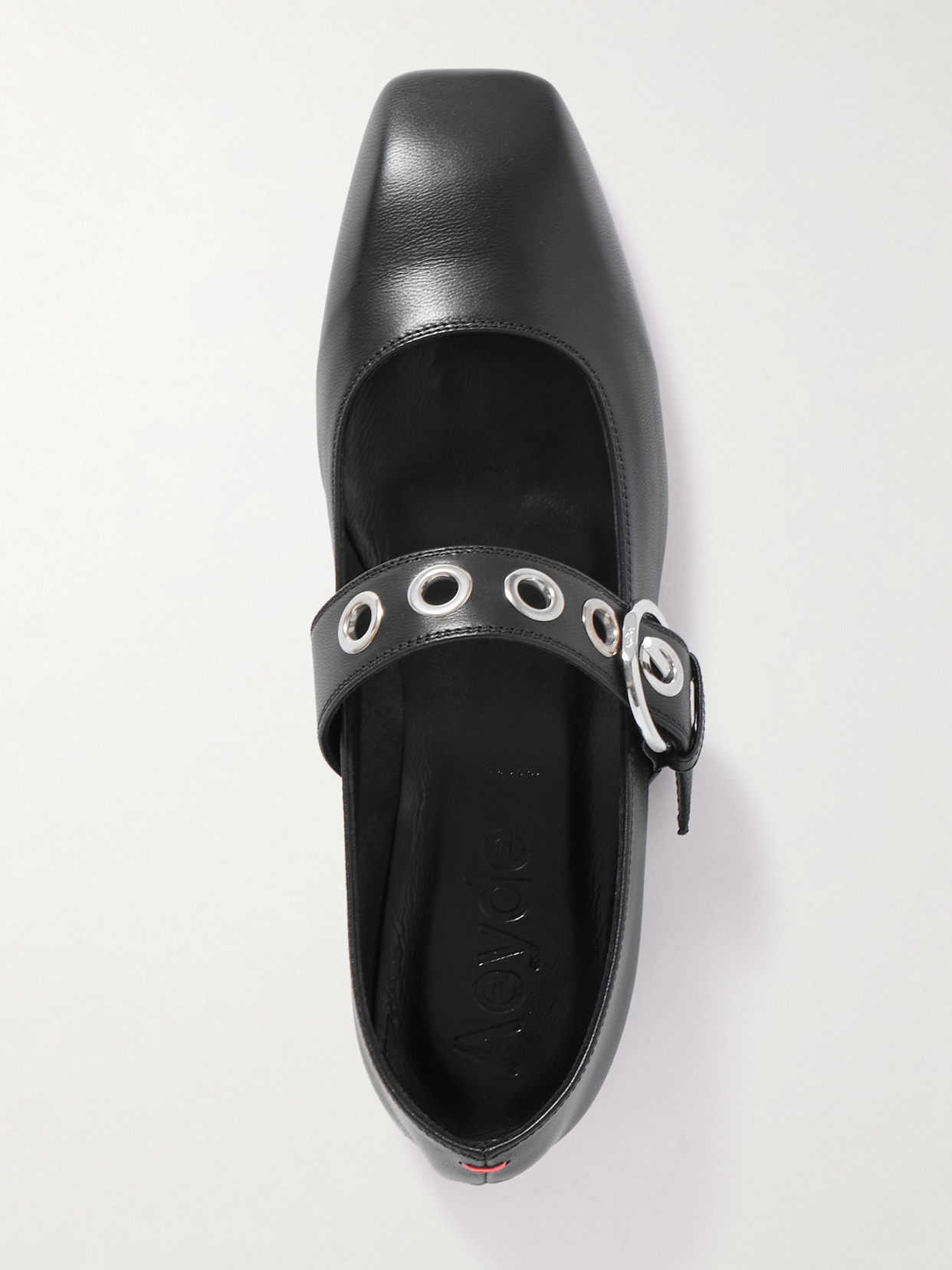 Aeyde Uma Eyelet-embellished Leather Mary Jane Ballet Flats In Black