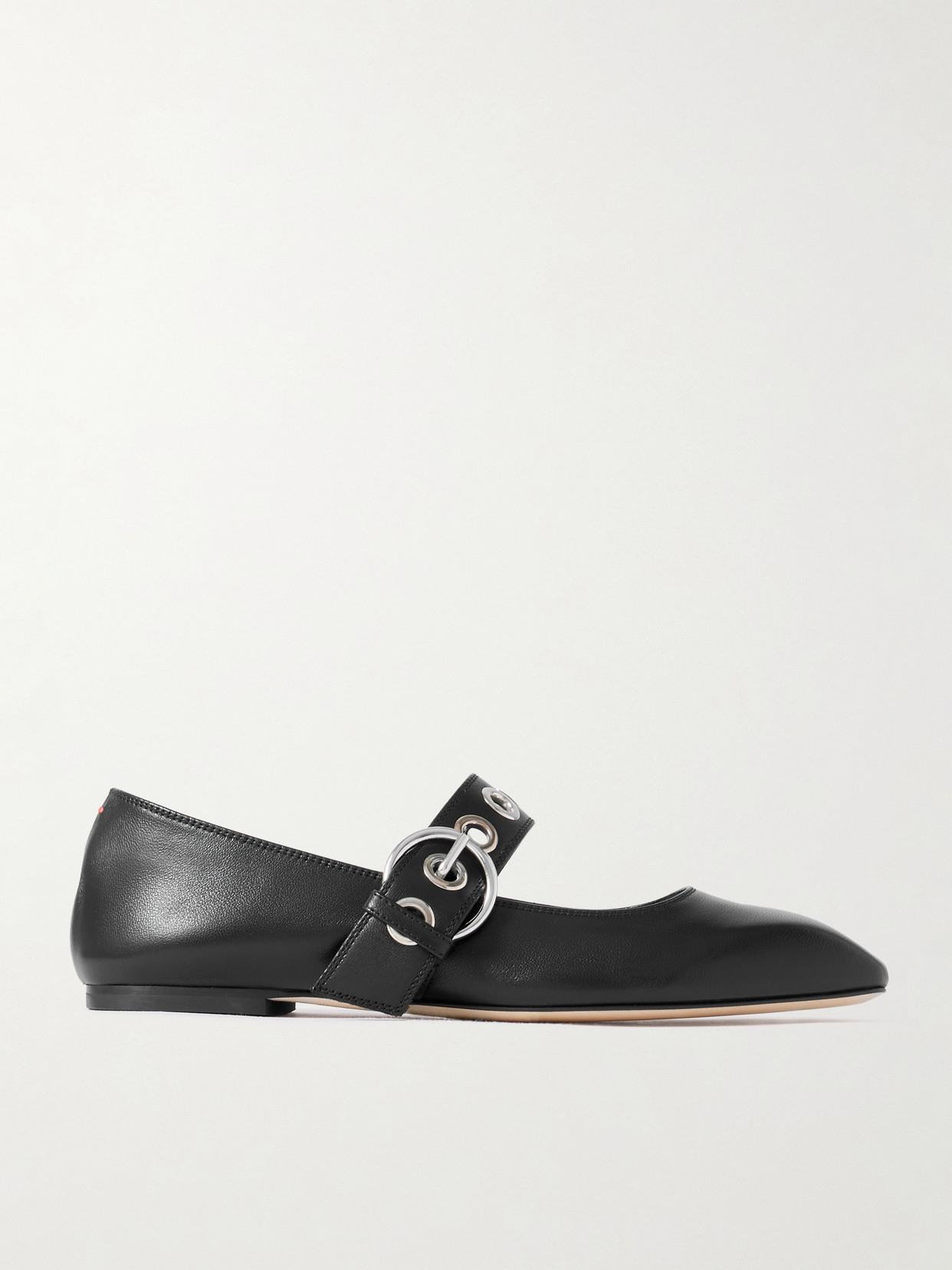 Aeyde Uma Eyelet-embellished Leather Mary Jane Ballet Flats In Black