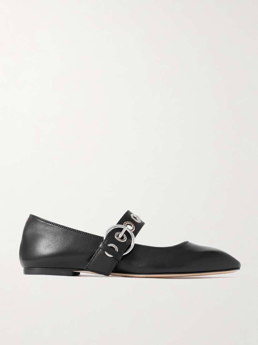 aeyde Uma Eyelet-embellished Leather Mary Jane Ballet Flats