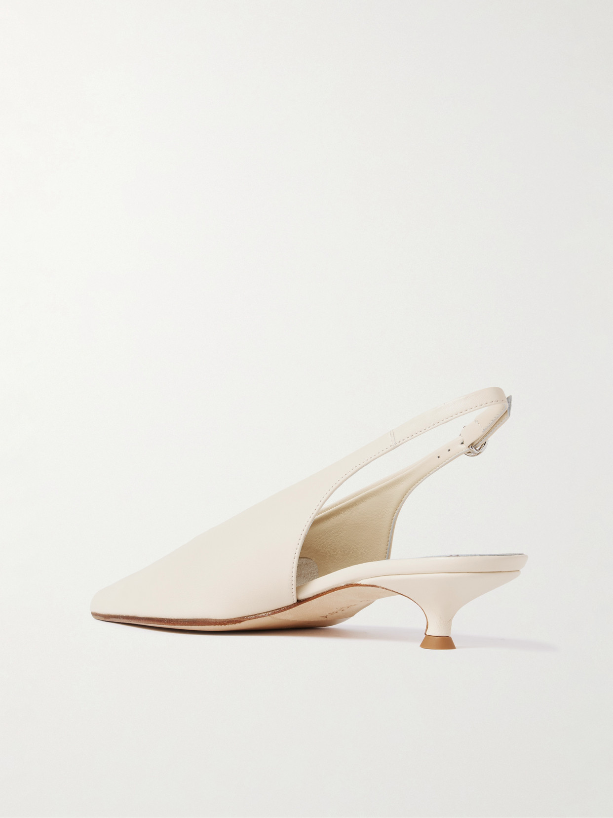 Aeyde Slingback Pointed Toe Kitten Pumps In White
