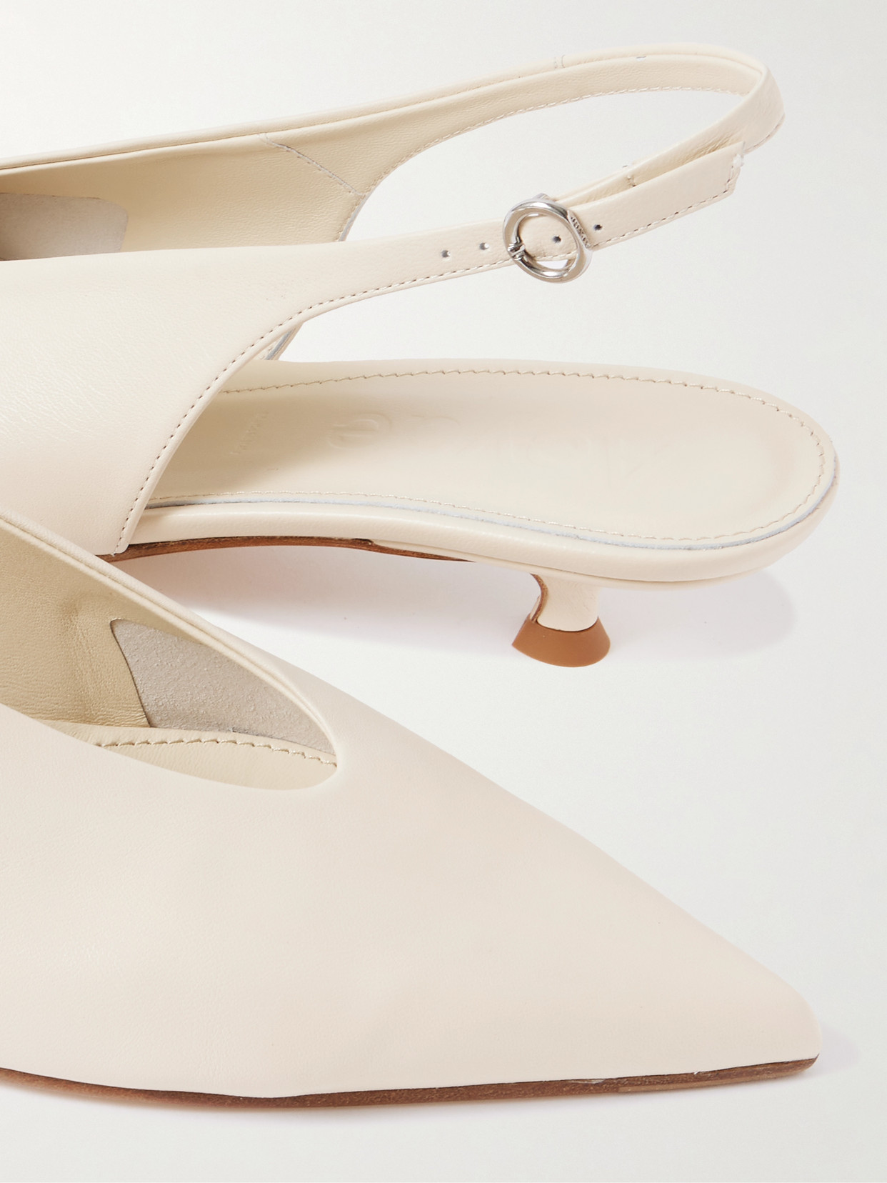 Aeyde Slingback Pointed Toe Kitten Pumps In White