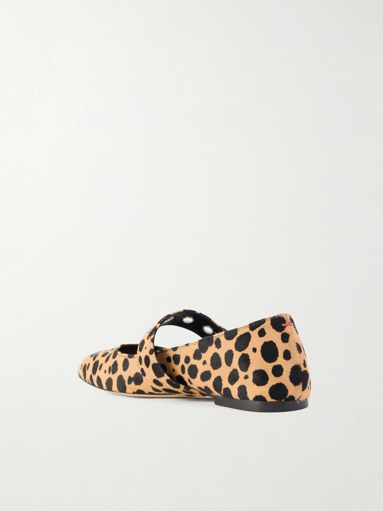 Uma Eyelet-Embellished Leopard-Print Pony Hair Mary Jane Ballet Flats