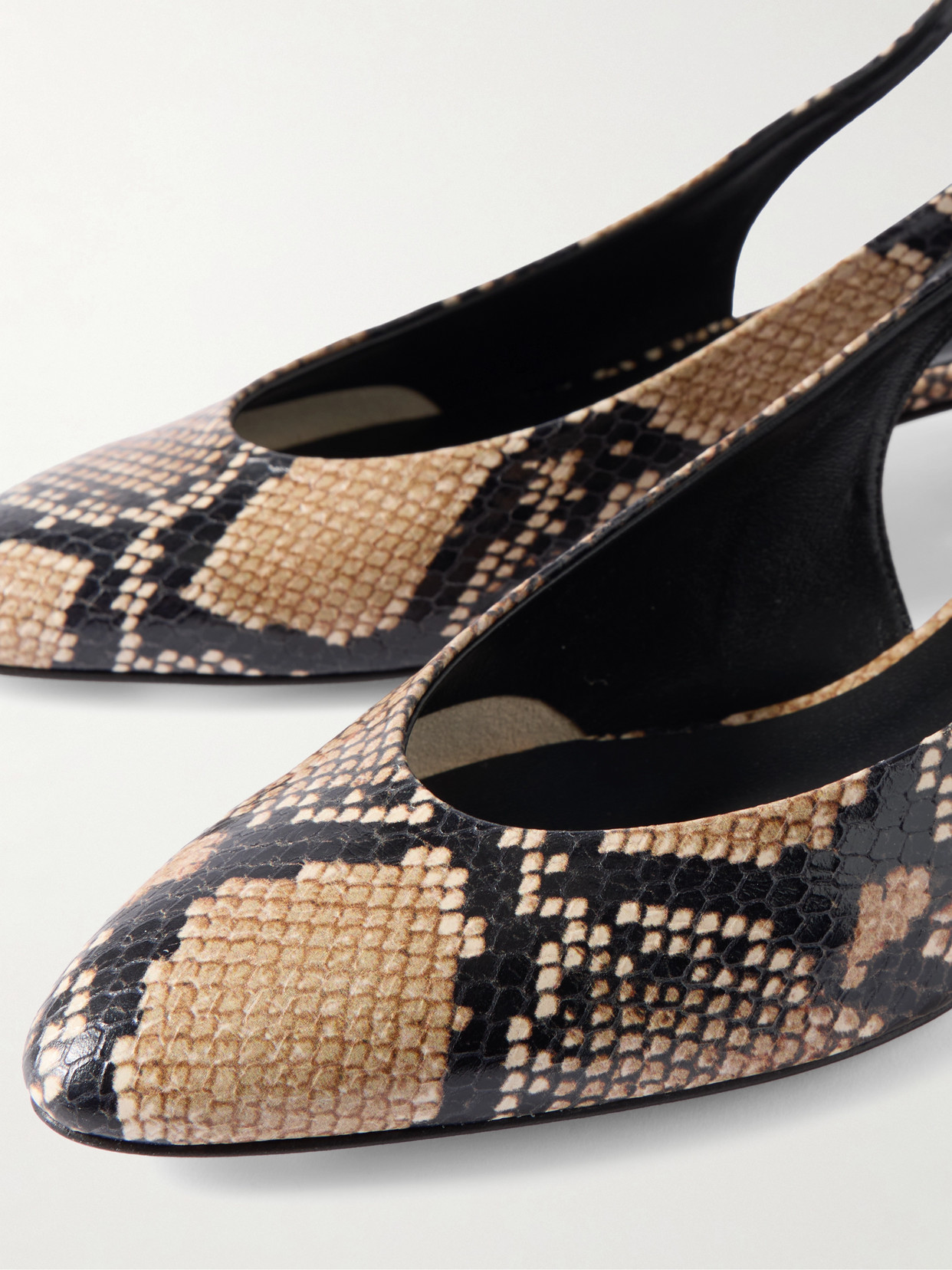 Aeyde Celeste Snake-effect Leather Slingback Pumps In Animal Print