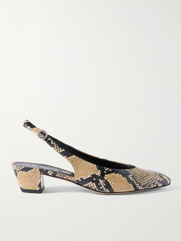 AEYDE Celeste snake-effect leather slingback pumps