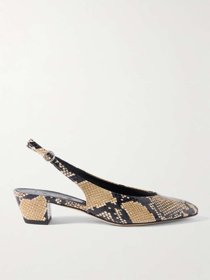 aeyde Celeste Snake-effect Leather Slingback Pumps