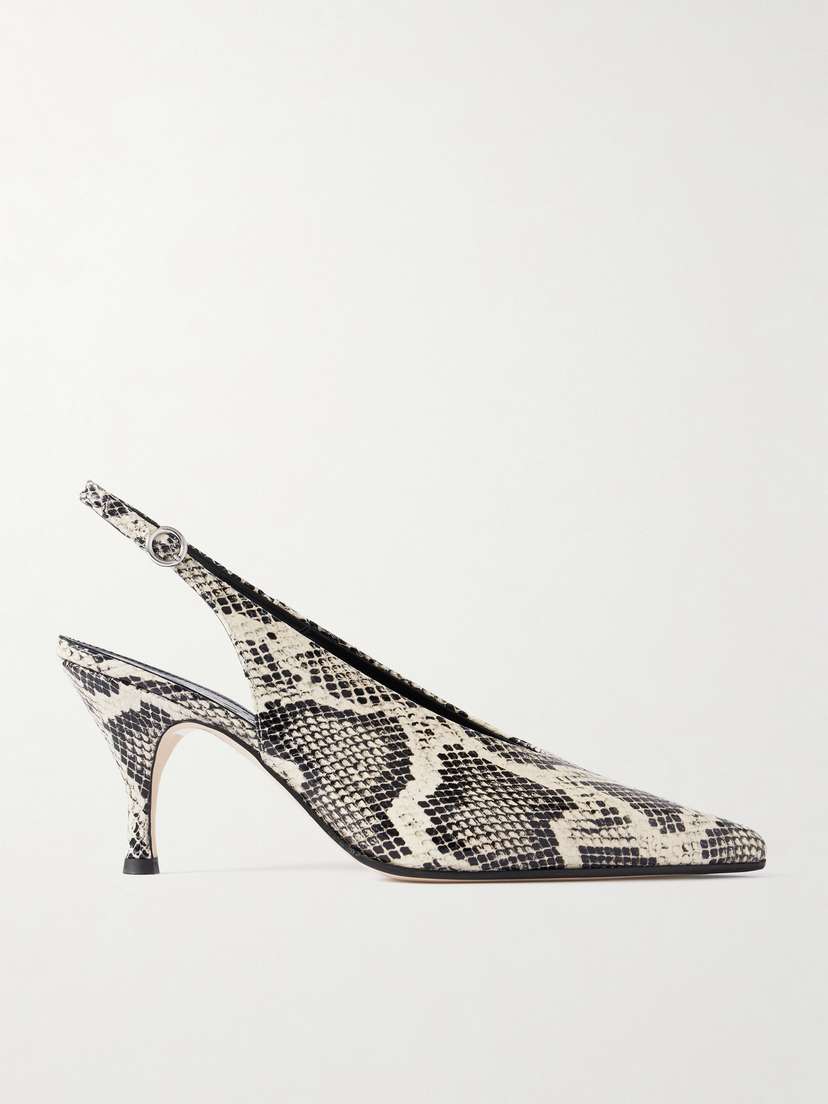 aeyde Carla Snake-effect Leather Slingback Pumps