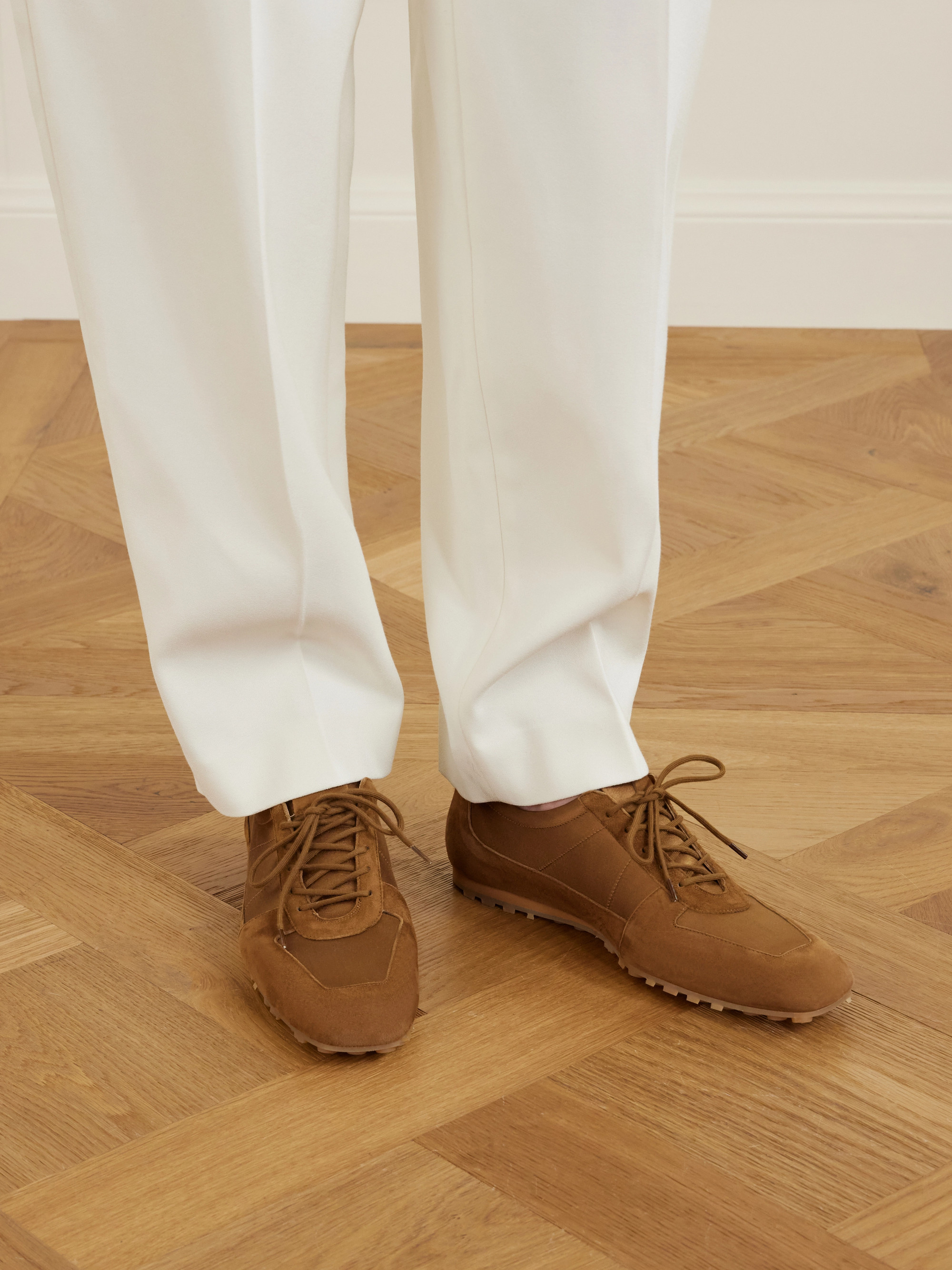 AEYDE Uma suede and satin sneakers