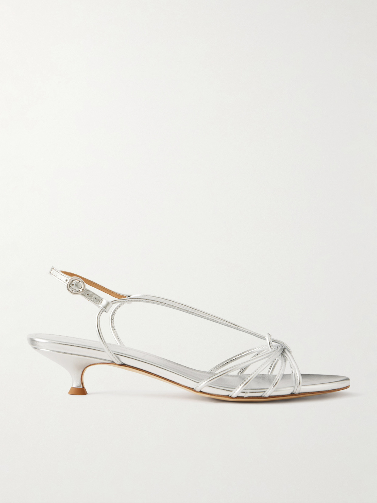 Aeyde Amara Metallic Leather Sandals In Silver