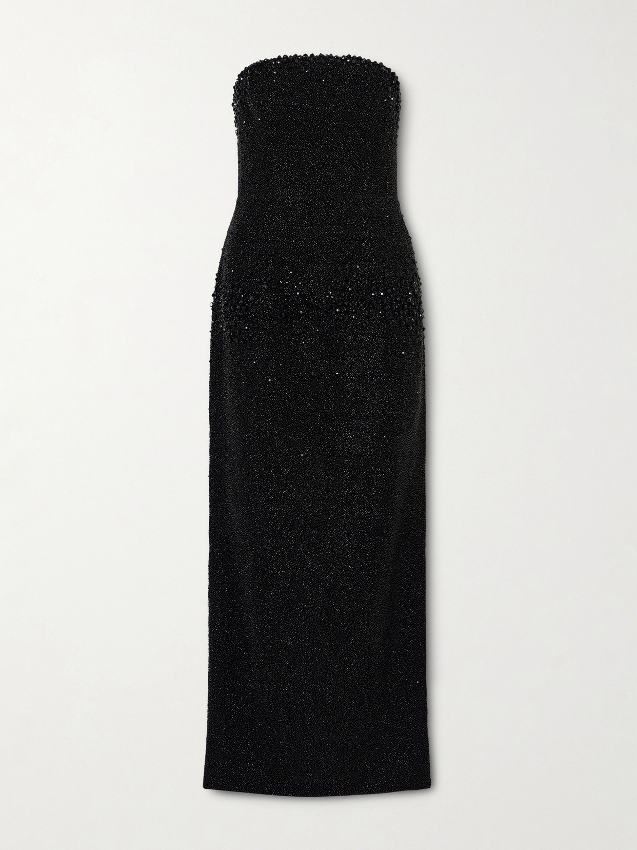 Clio Peppiatt Tina Strapless Embellished Crepe Gown In Black