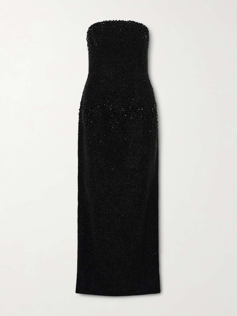 Clio Peppiatt Tina Strapless Embellished Crepe Gown