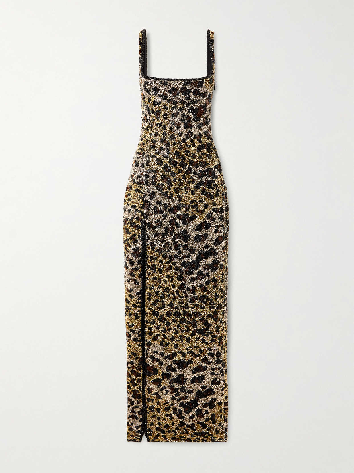 Clio Peppiatt Eartha Embellished Leopard-print Stretch-mesh Gown In Multi