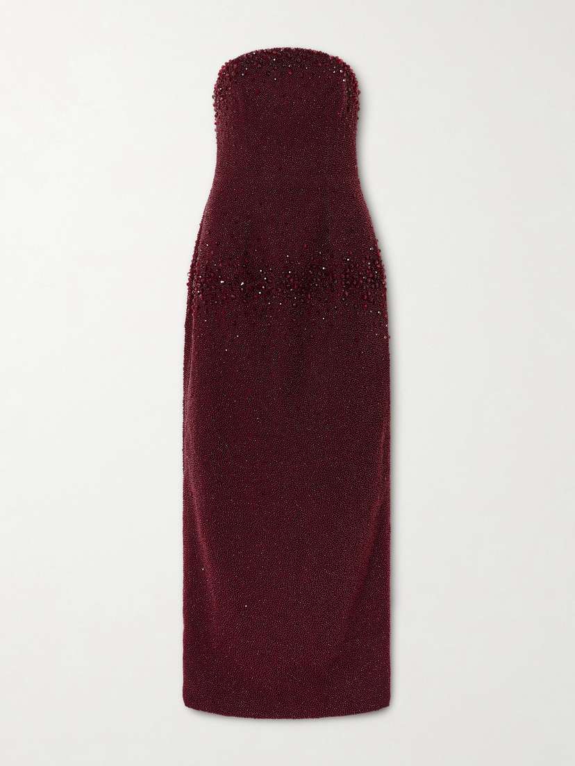 Clio Peppiatt Tina Strapless Embellished Crepe Gown