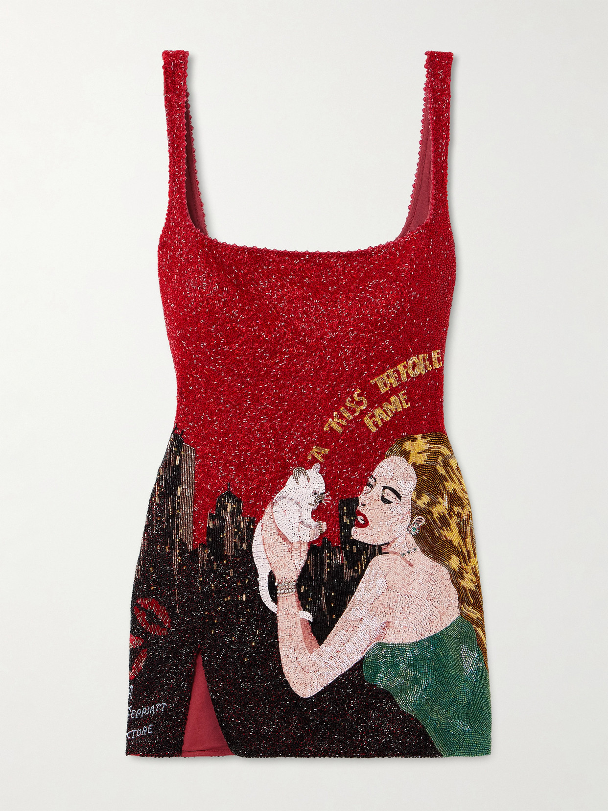 Clio Peppiatt Kitten Beaded Tulle Mini Dress In Multi