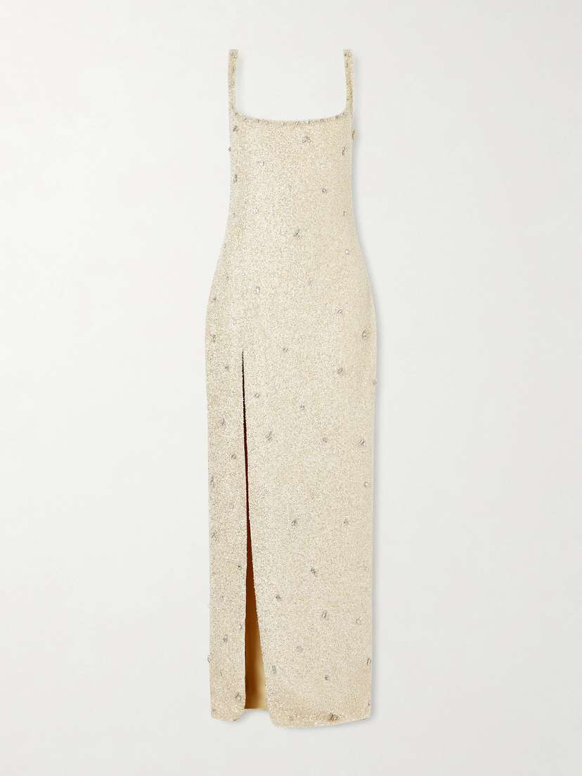 Clio Peppiatt Pamela Embellished Stretch-mesh Gown