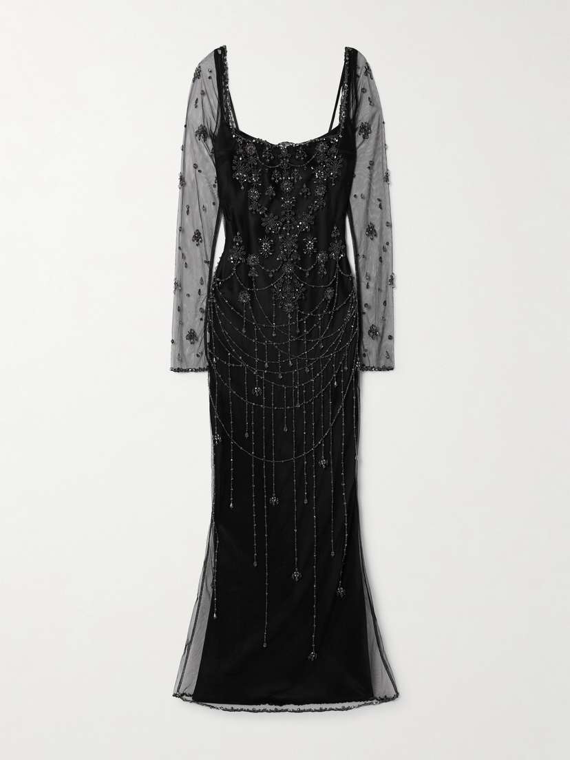 Clio Peppiatt Chandelier Embellished Tulle Gown