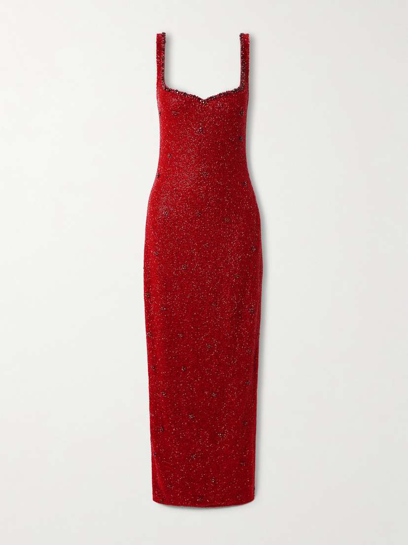 Clio Peppiatt Sophia Embellished Stretch-mesh Gown