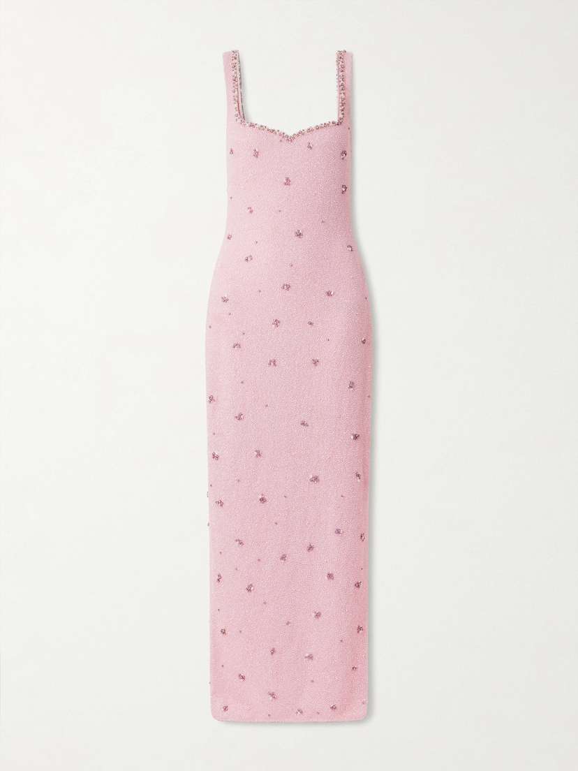 Clio Peppiatt Sophia Embellished Stretch-mesh Gown