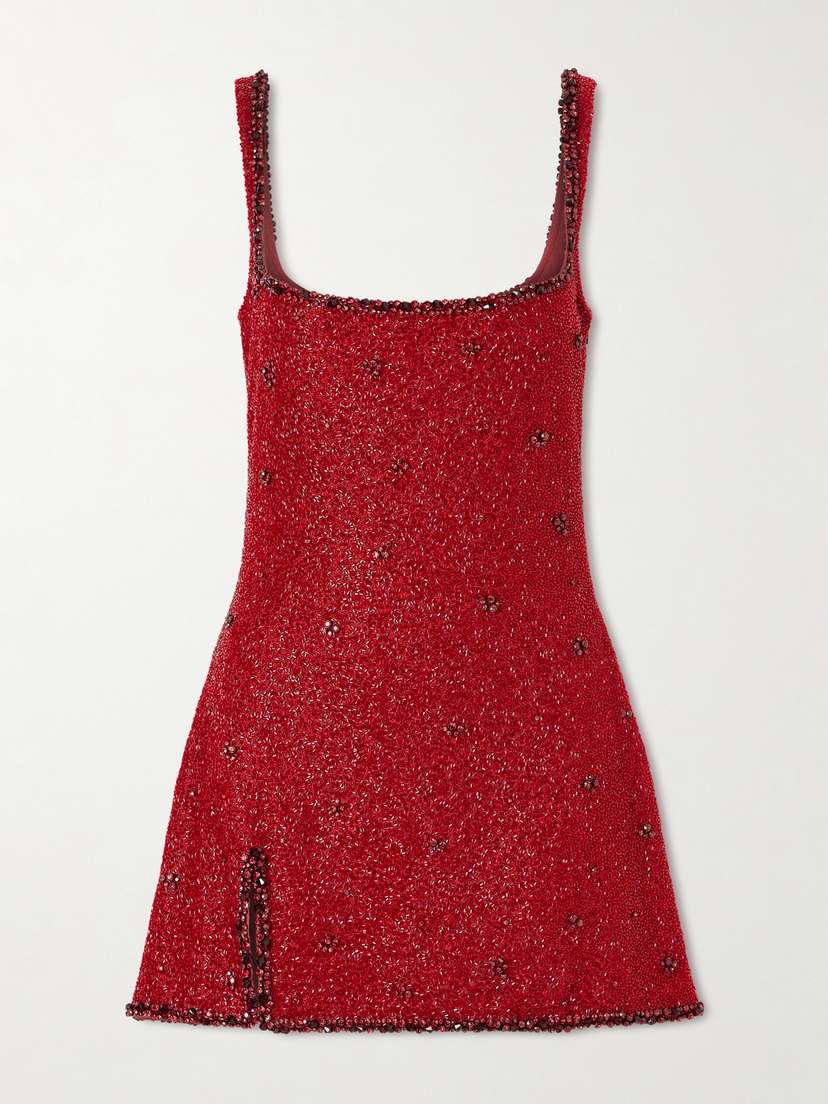 Clio Peppiatt Athena Embellished Stretch-mesh Mini Dress