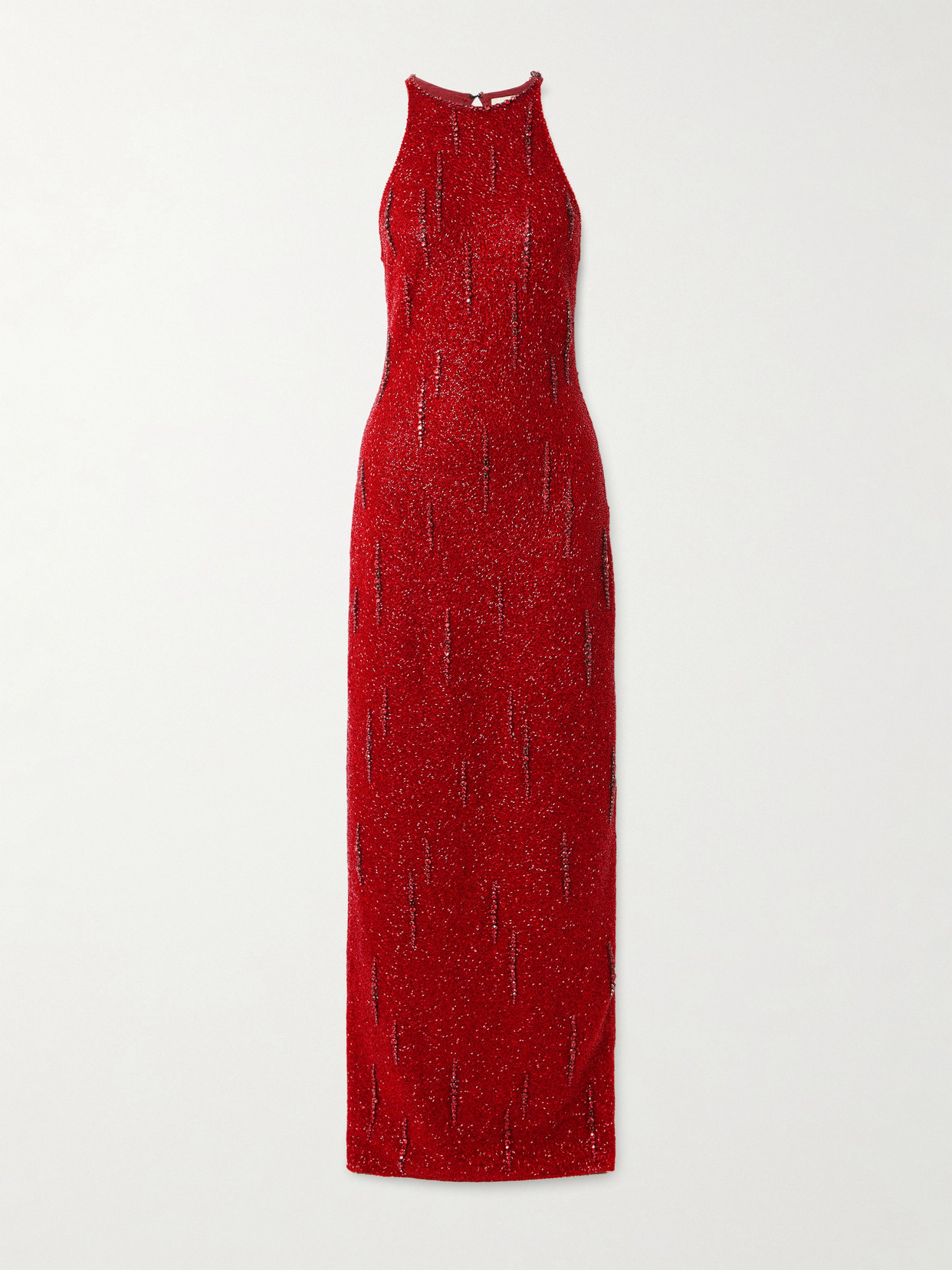 Clio Peppiatt Mimosa Embellished Stretch-mesh Gown In Red