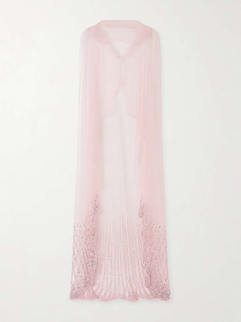 Clio Peppiatt Moonray Scalloped Embellished Tulle Cape