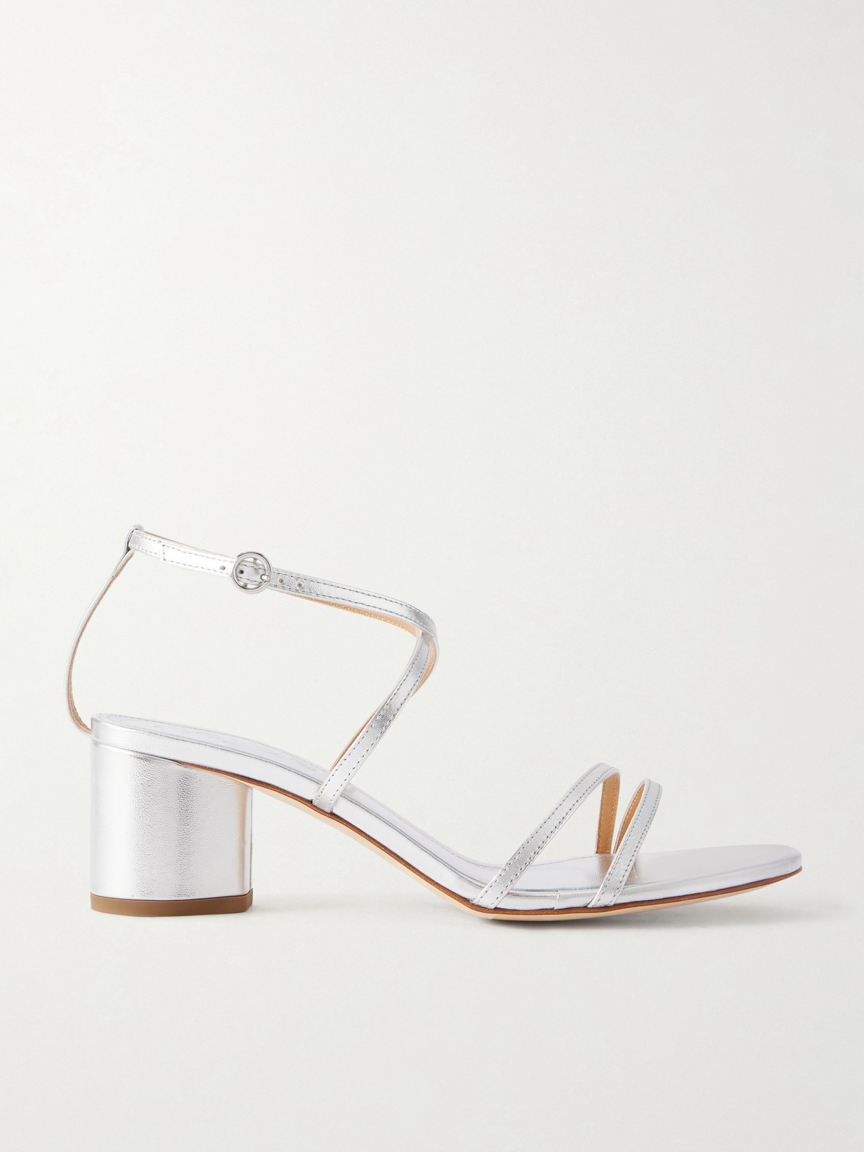 Aeyde Mirella Metallic Leather Sandals In Silver