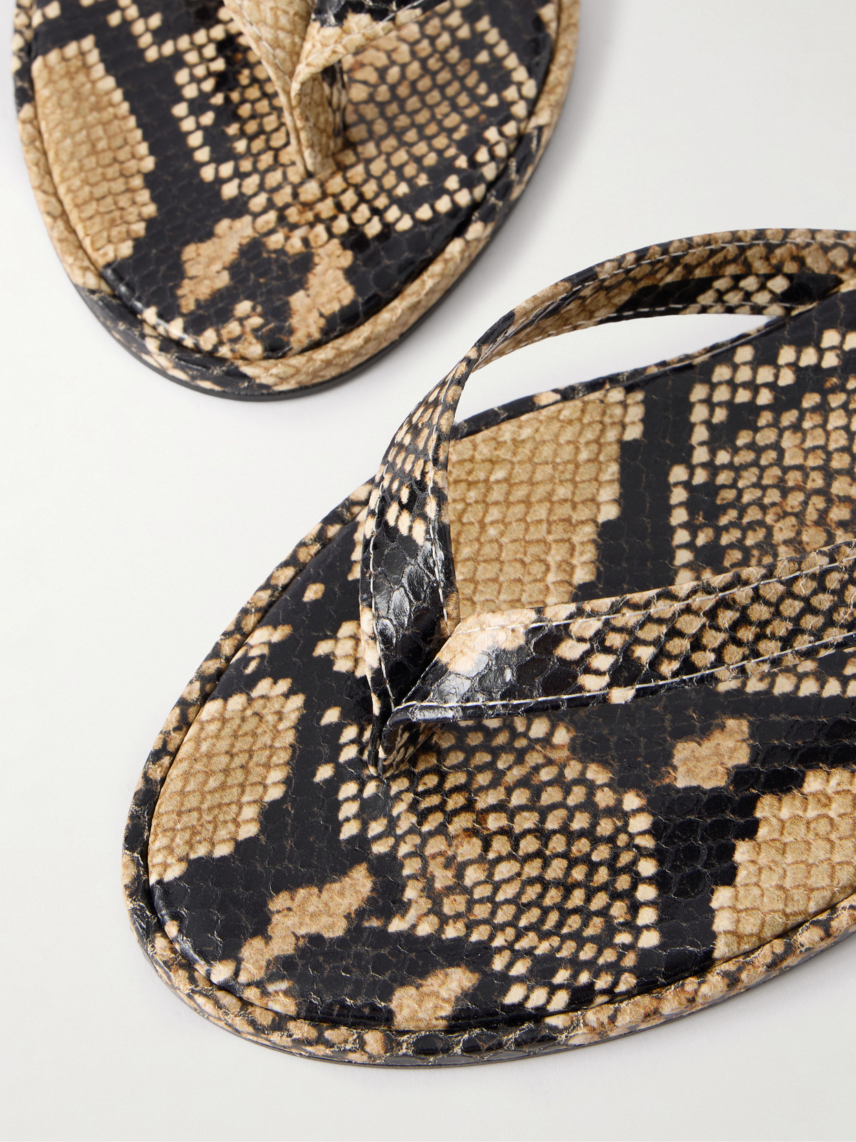 Aeyde Melody Snake-effect Leather Flip Flops In Multi