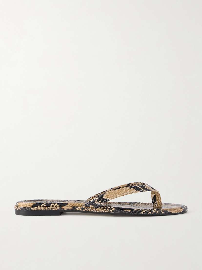 aeyde Melody Snake-effect Leather Flip Flops