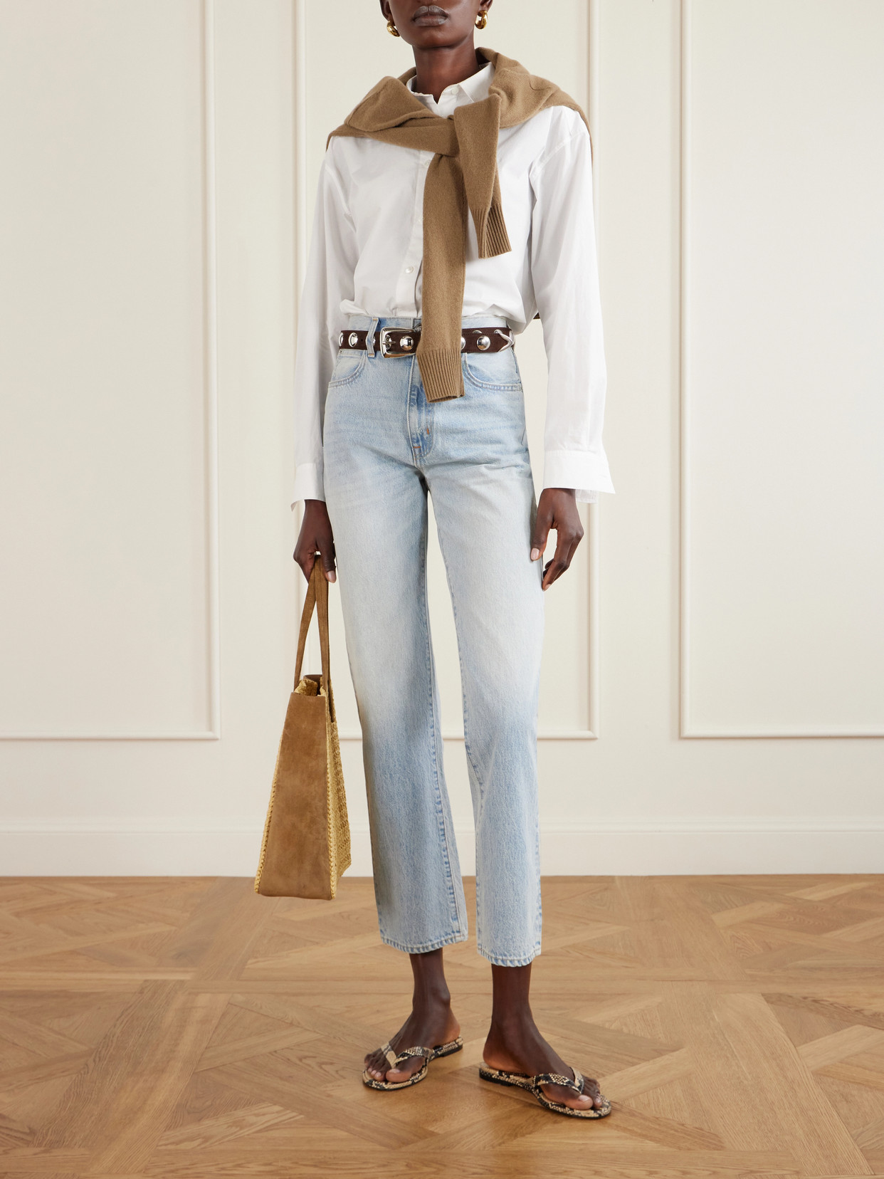 Aeyde Melody Snake-effect Leather Flip Flops In Multi