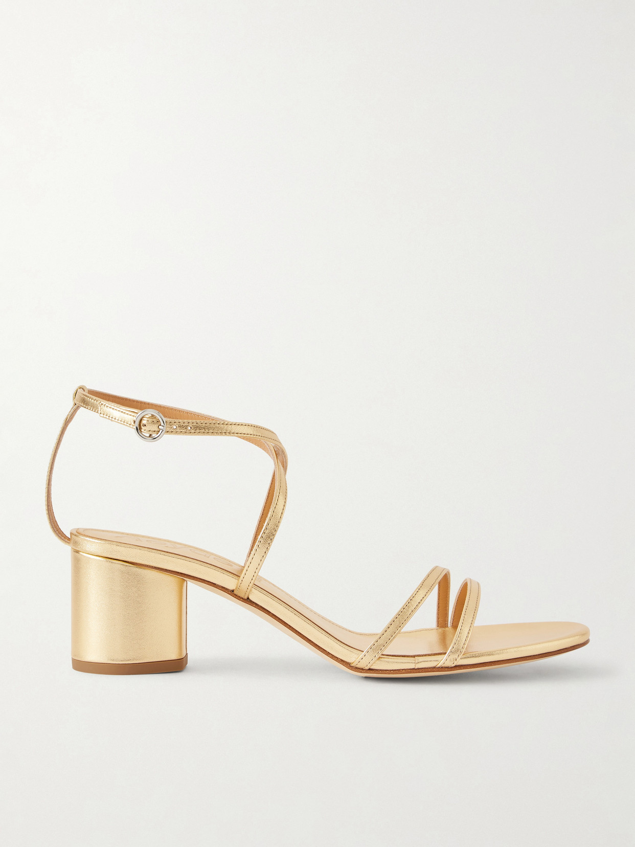Aeyde Mirella Metallic-leather Sandals In Gold