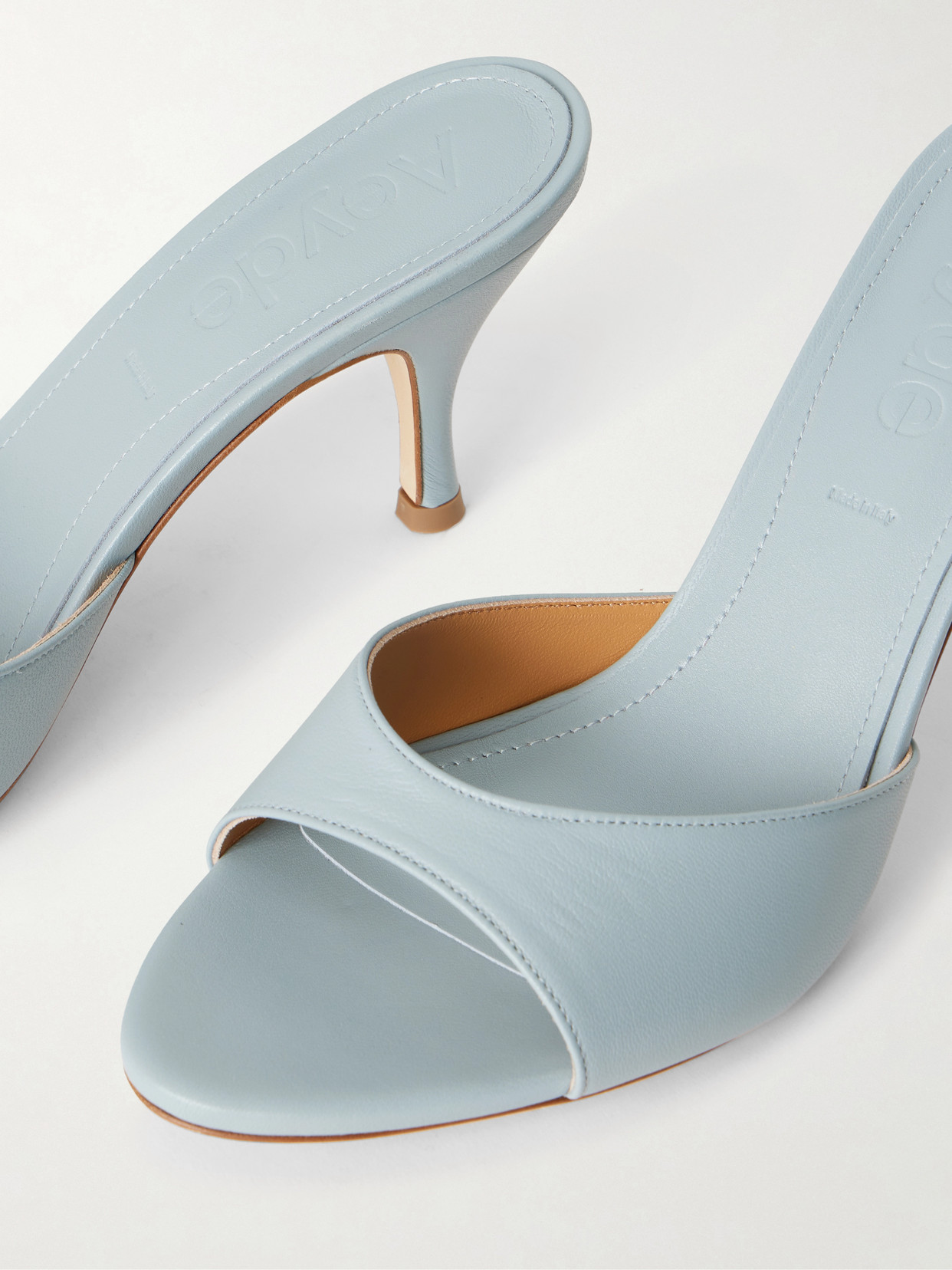 Aeyde Samia Leather Mules In Blue
