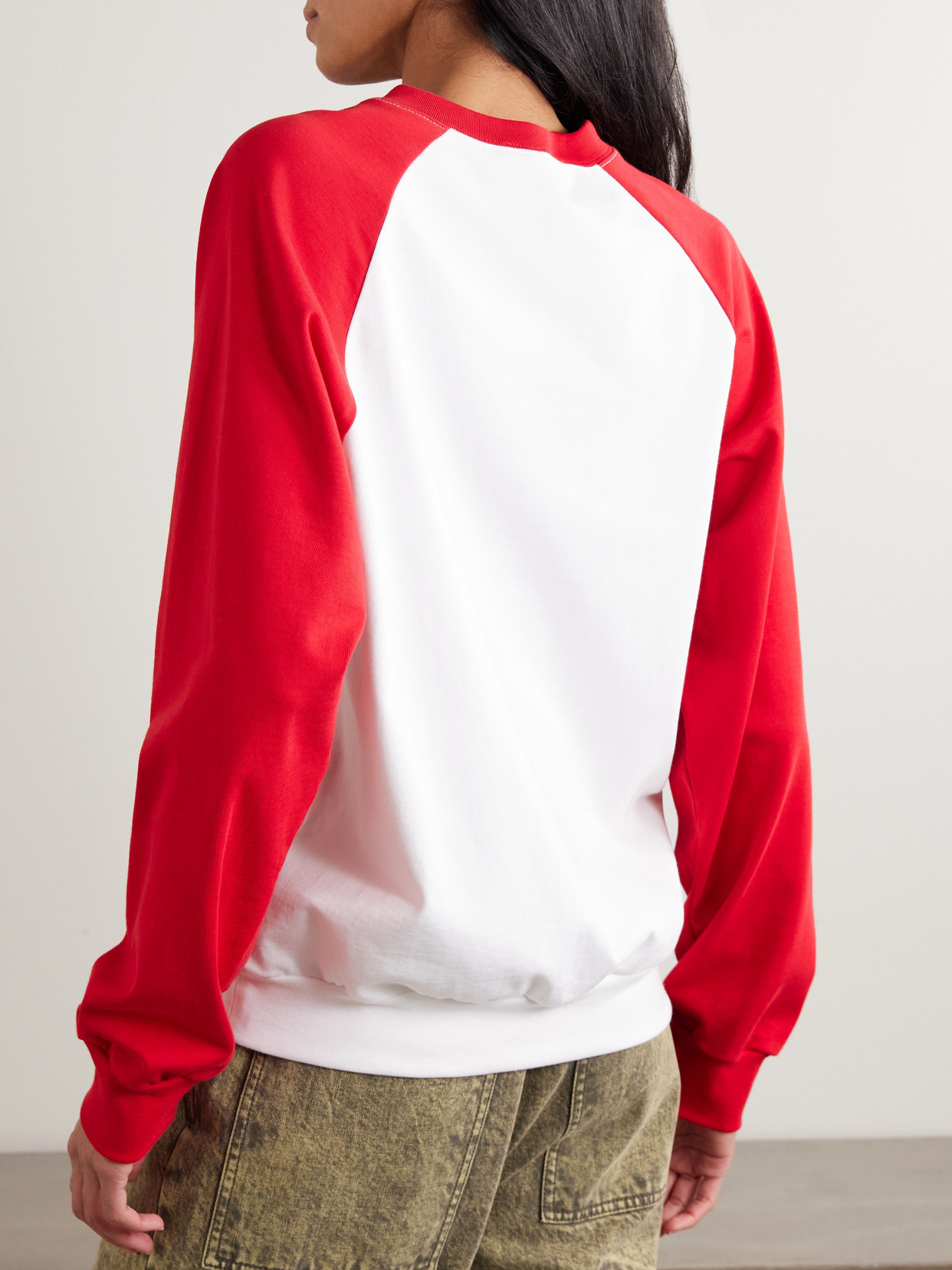 Tibi Perfect T Two-tone Cotton-jersey Sweatshirt In Red