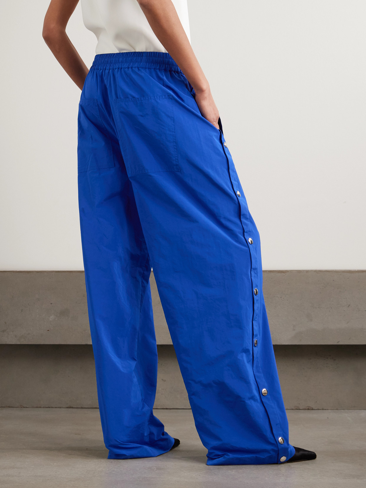 Tibi Shell Wide-leg Pants In Blue