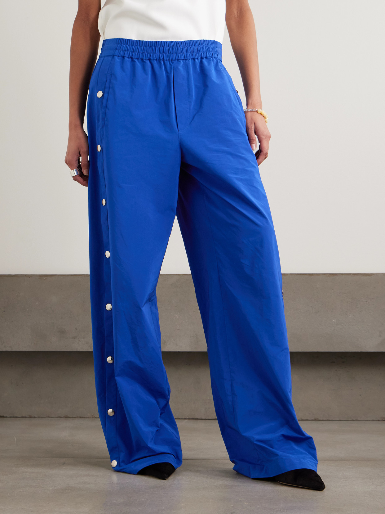 Tibi Shell Wide-leg Pants In Blue