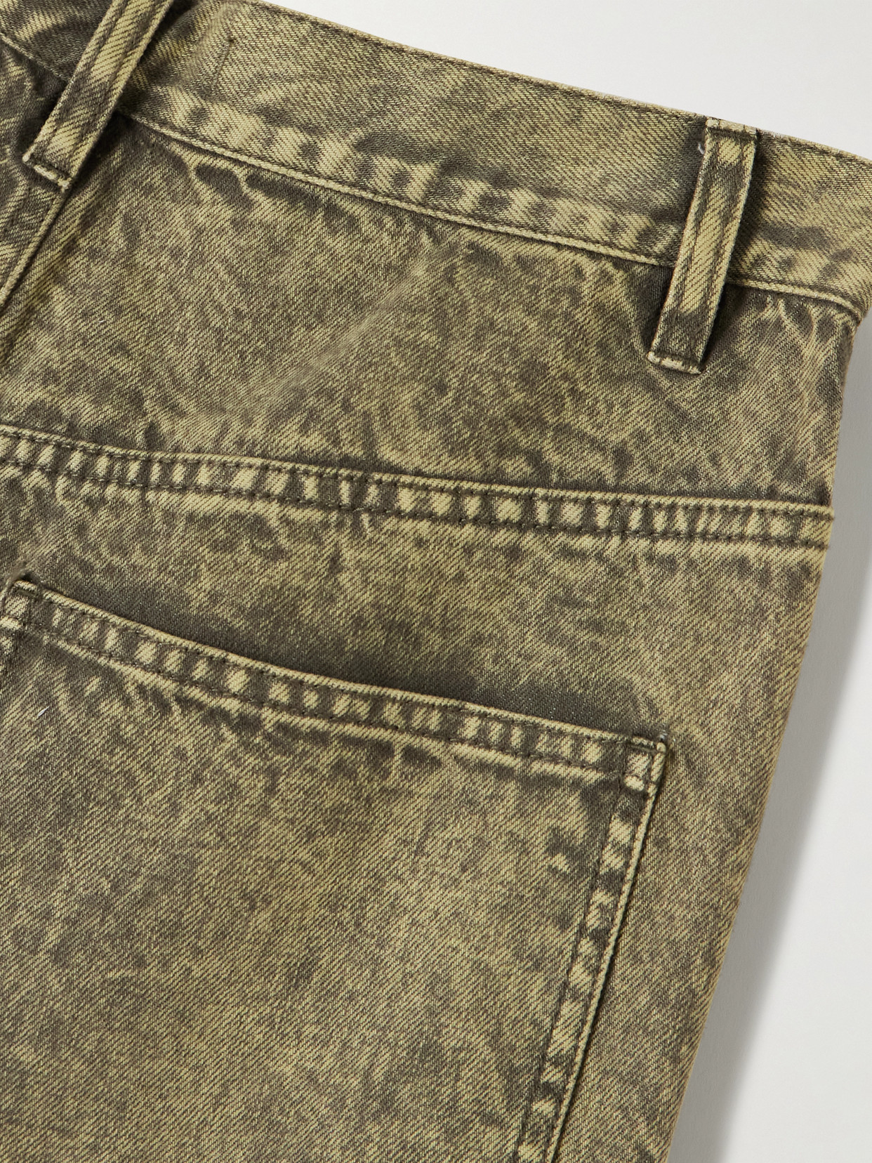 Tibi Acid-wash High-rise Wide-leg Jeans In Green