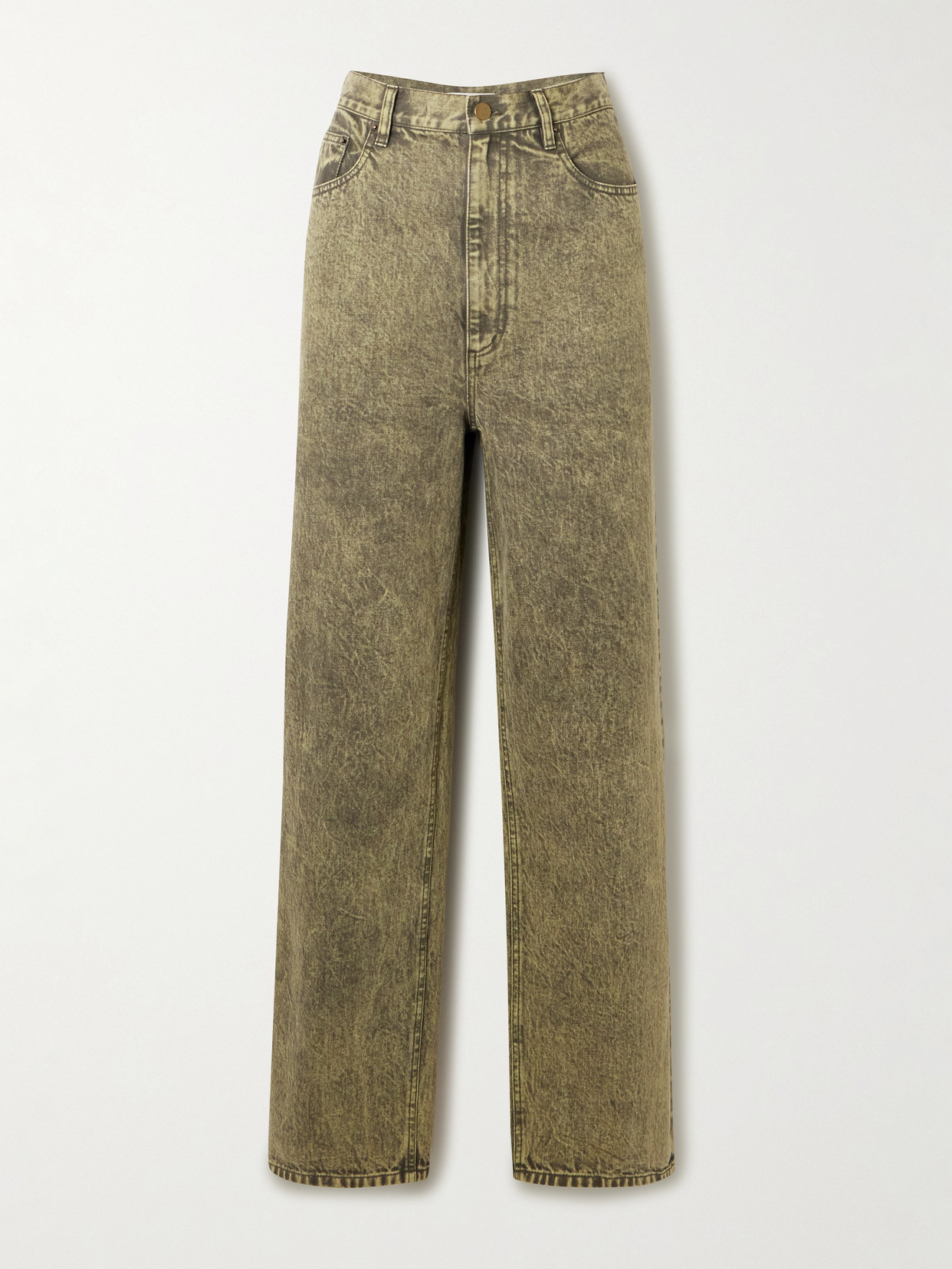Tibi Acid-wash High-rise Wide-leg Jeans In Green
