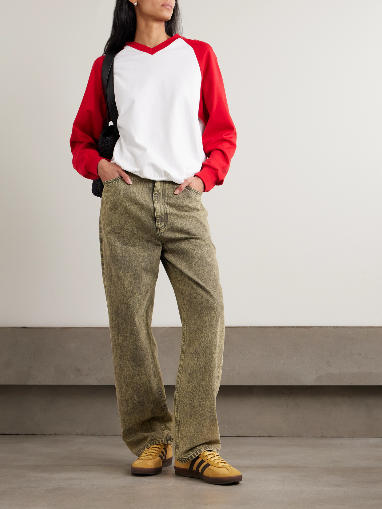 Tibi Acid-wash High-rise Wide-leg Jeans In Green