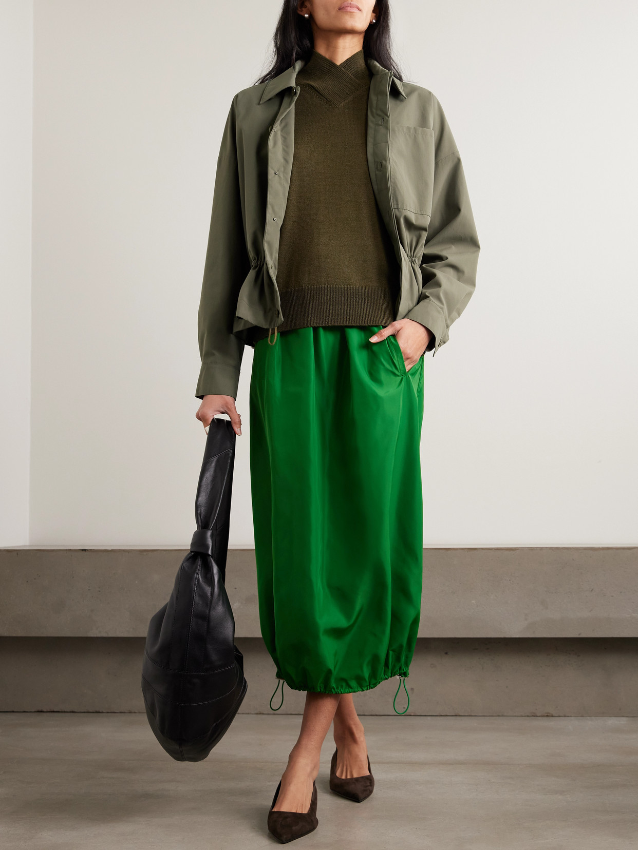 Tibi Shell Jacket In Green