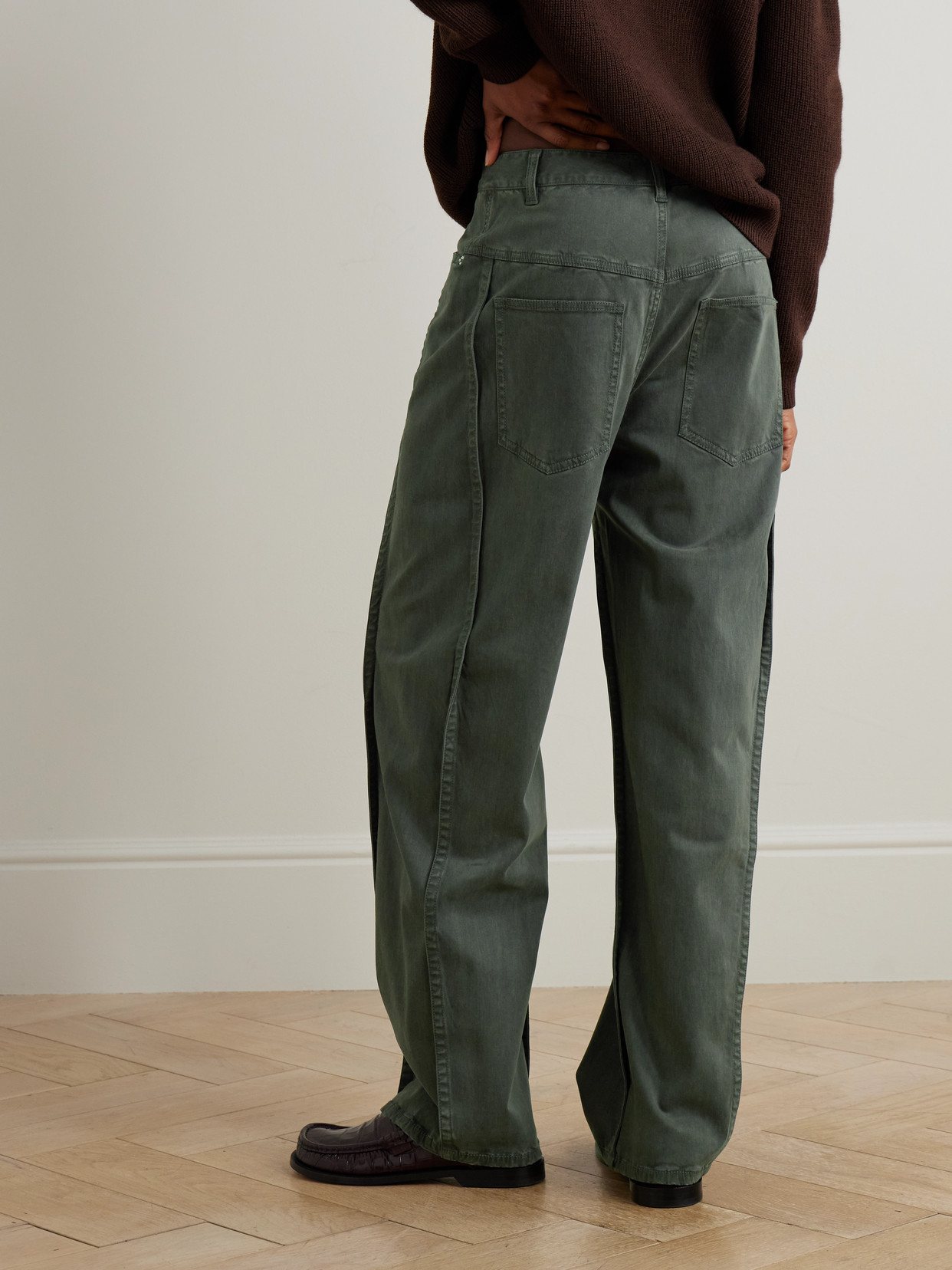 Tibi Stretch-twill Pants In Green
