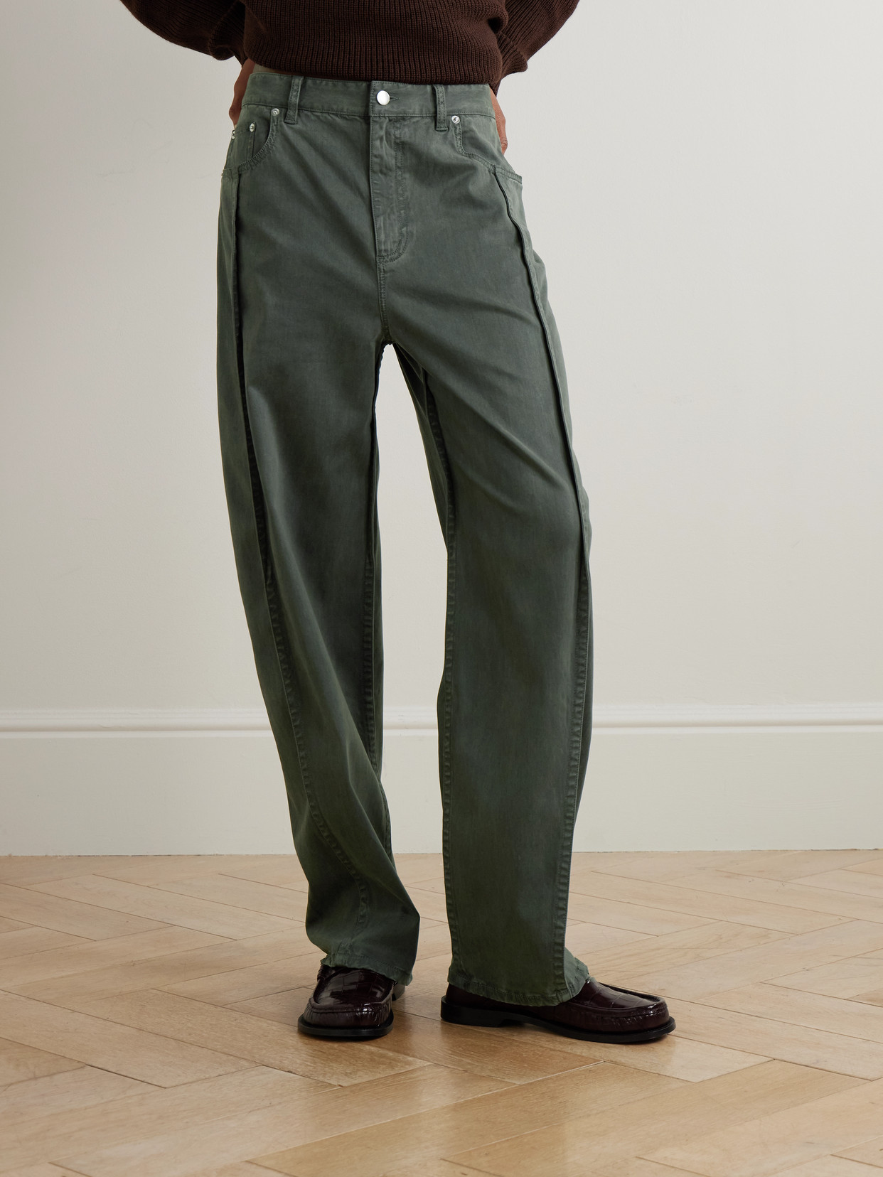 Tibi Stretch-twill Pants In Green