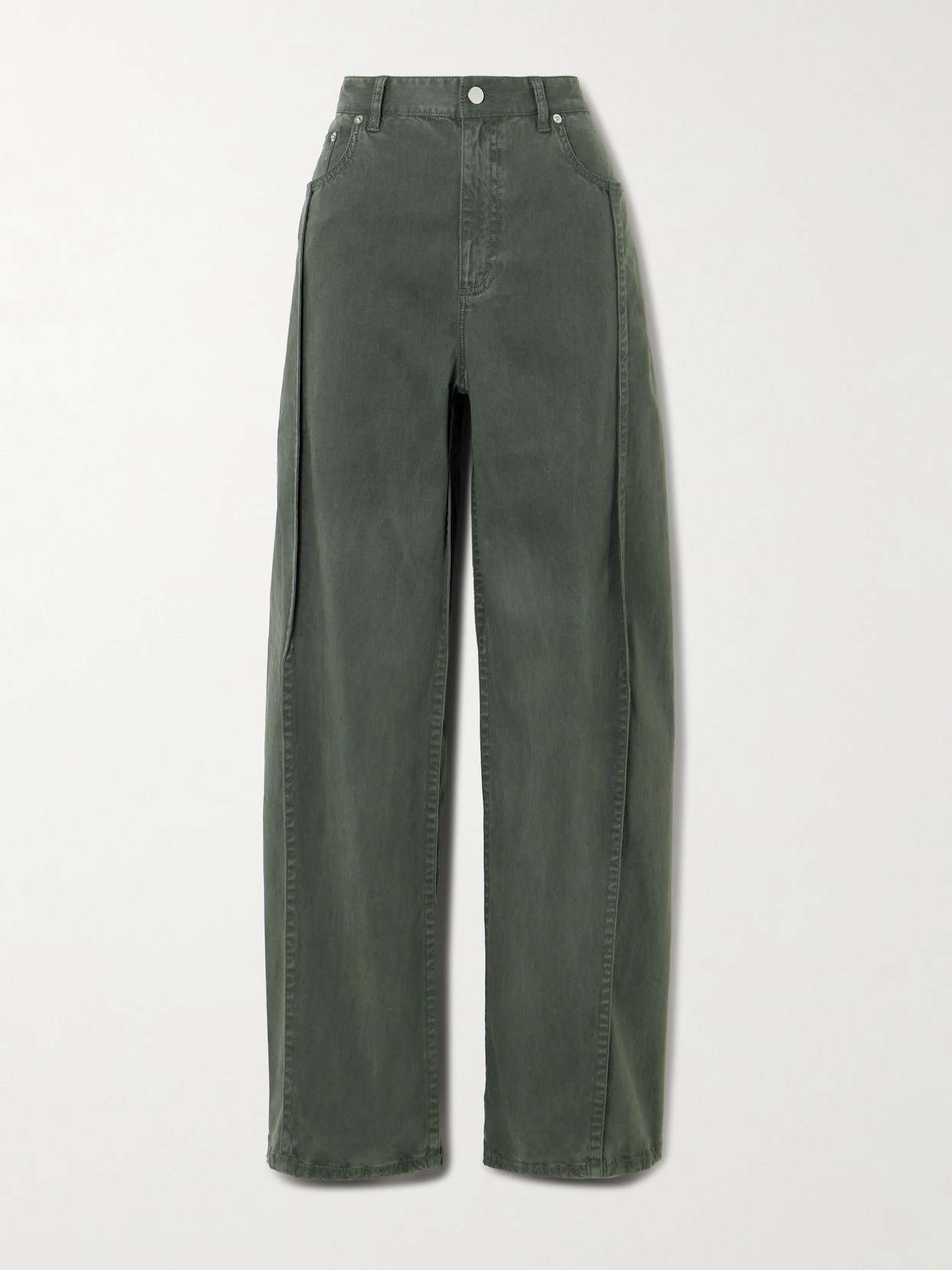 Tibi Stretch-twill Pants In Green